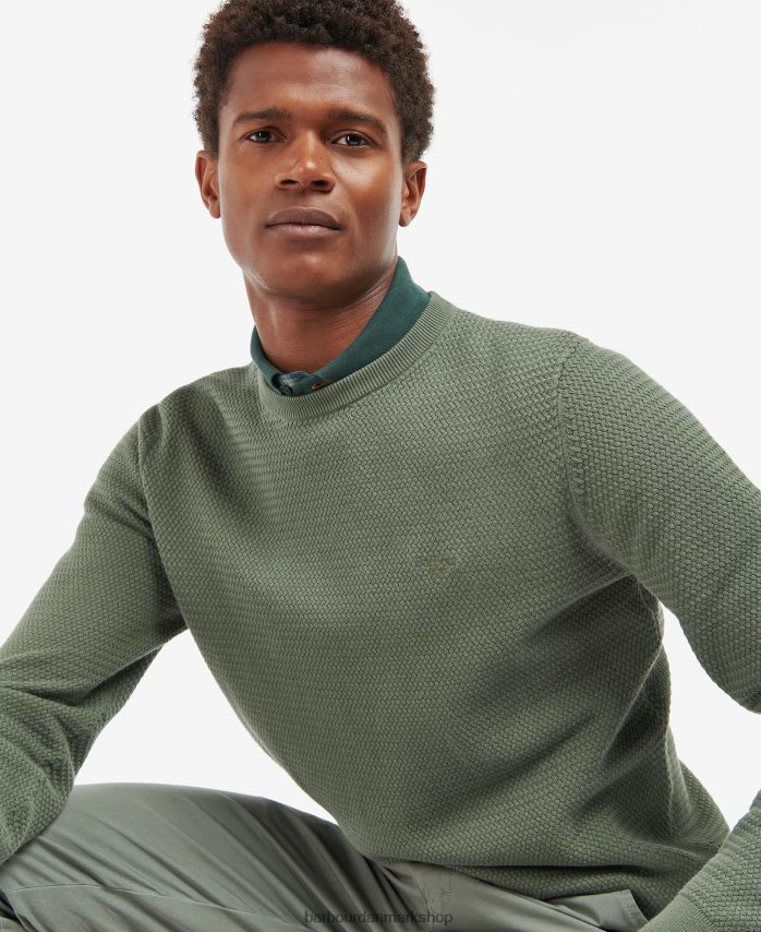 vasket blå fleming strikket trøje med rund hals BR2BR21128 Mænd Barbour tøj