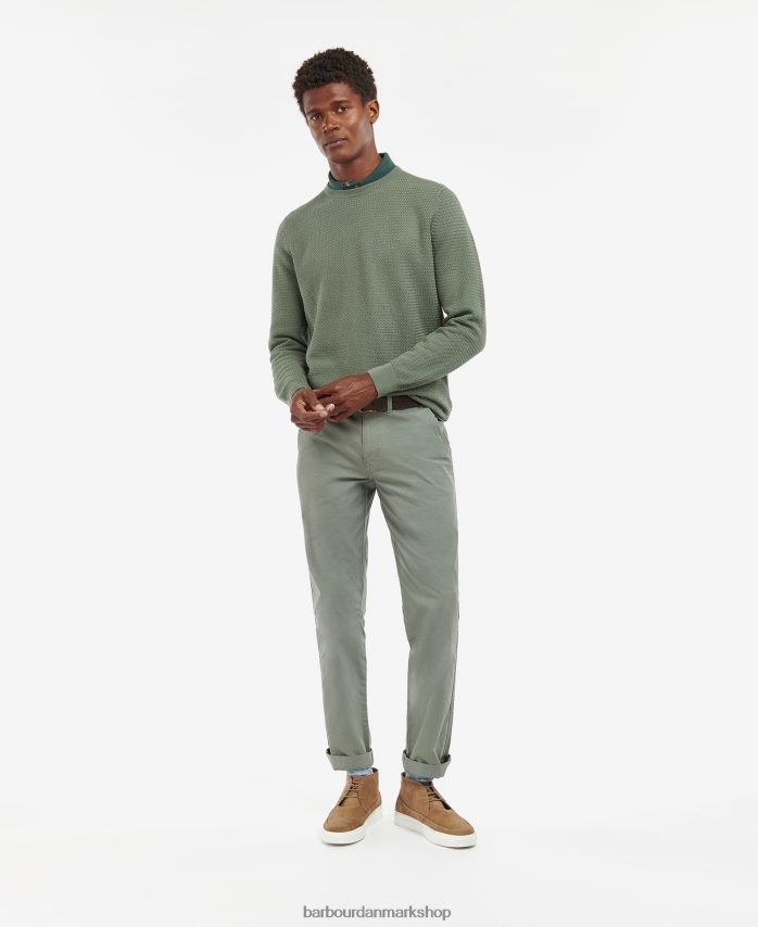 vasket blå fleming strikket trøje med rund hals BR2BR21128 Mænd Barbour tøj