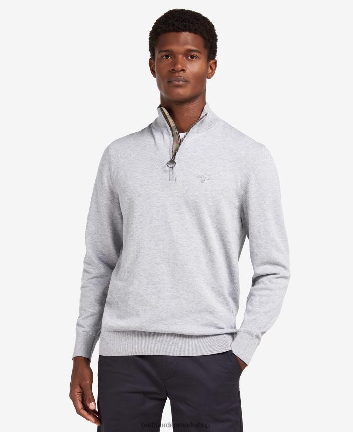 vasket blå taines strikket sweatshirt med halv lynlås BR2BR21092 Mænd Barbour tøj