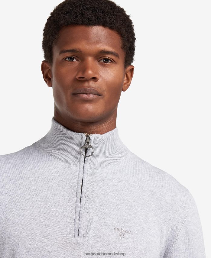 vasket blå taines strikket sweatshirt med halv lynlås BR2BR21092 Mænd Barbour tøj