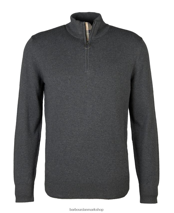 vasket blå taines strikket sweatshirt med halv lynlås BR2BR21100 Mænd Barbour tøj