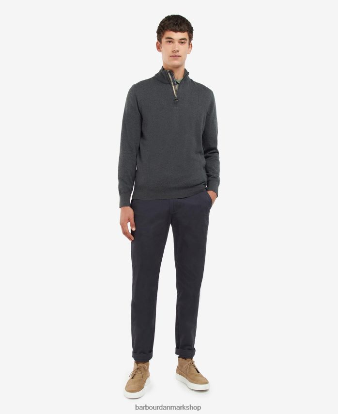 vasket blå taines strikket sweatshirt med halv lynlås BR2BR21100 Mænd Barbour tøj