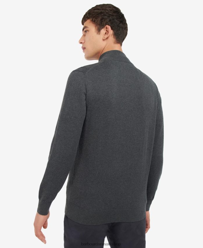 vasket blå taines strikket sweatshirt med halv lynlås BR2BR21100 Mænd Barbour tøj