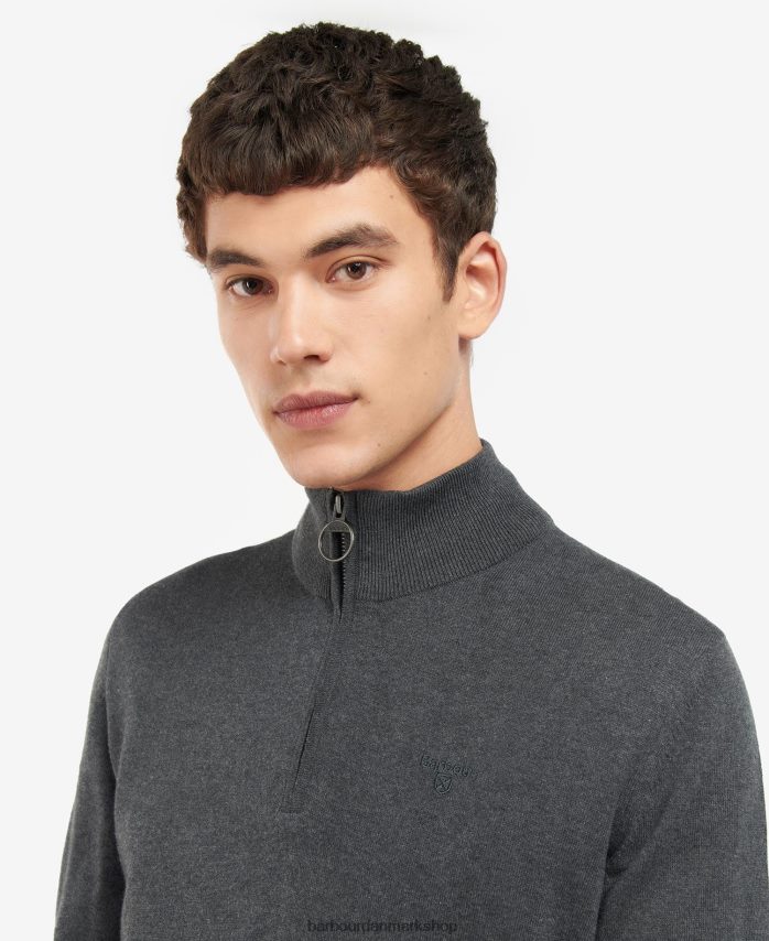 vasket blå taines strikket sweatshirt med halv lynlås BR2BR21100 Mænd Barbour tøj