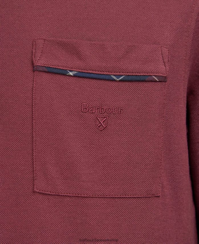 dk bordeaux adie langærmet poloshirt BR2BR2688 Mænd Barbour tøj