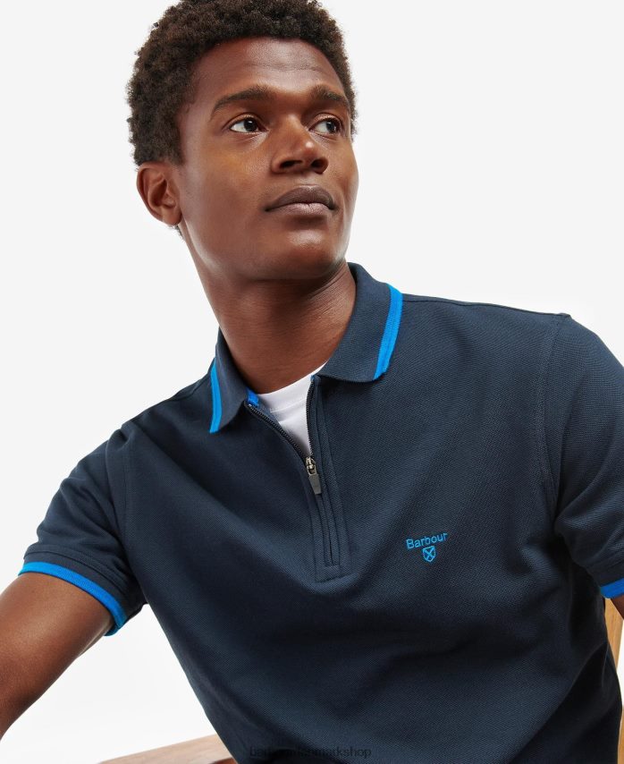 klassisk flåde beaumont poloshirt med lynlås BR2BR2735 Mænd Barbour tøj