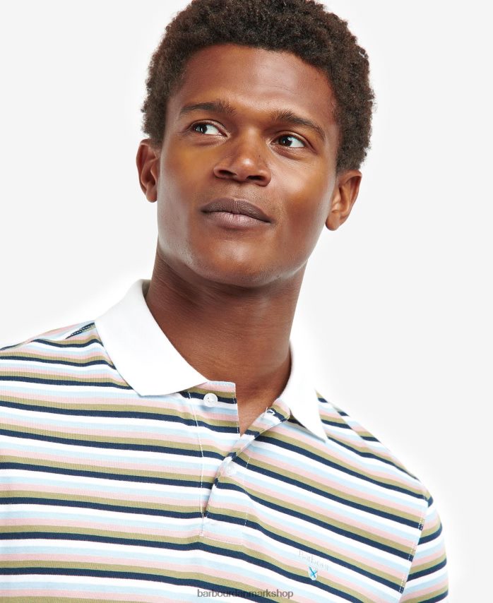klassisk hvid sanddown stribet poloshirt BR2BR2642 Mænd Barbour tøj