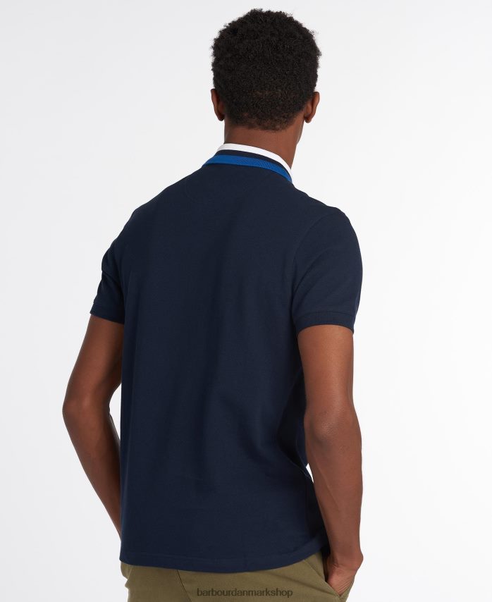 pudder blå hawkeswater poloshirt med tip BR2BR2673 Mænd Barbour tøj