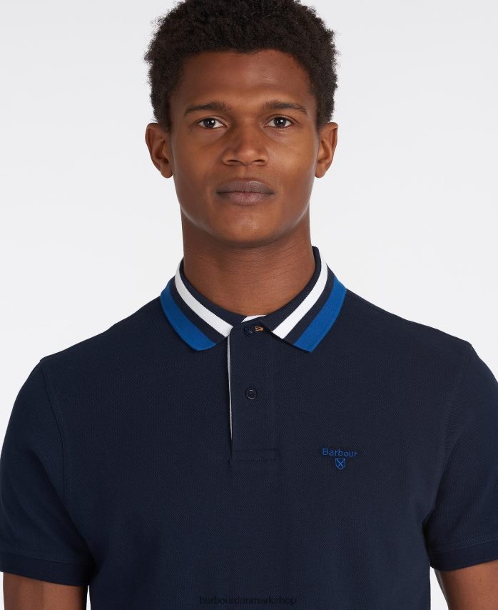 pudder blå hawkeswater poloshirt med tip BR2BR2673 Mænd Barbour tøj