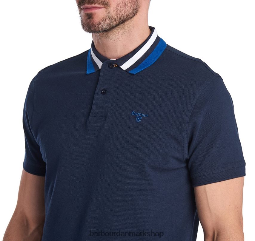 pudder blå hawkeswater poloshirt med tip BR2BR2673 Mænd Barbour tøj