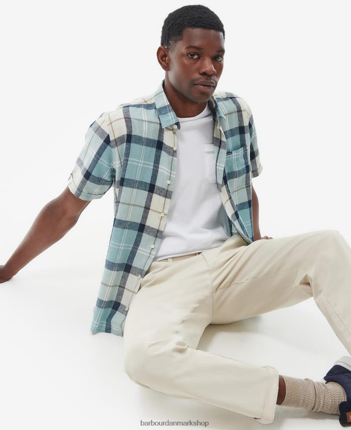 blå kridt tartan croft kortærmet sommerskjorte BR2BR2289 Mænd Barbour tøj