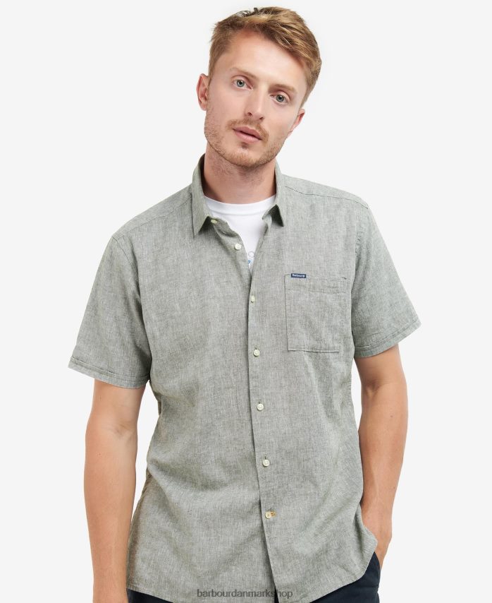 bleget oliven nelson kortærmet sommerskjorte BR2BR2291 Mænd Barbour tøj