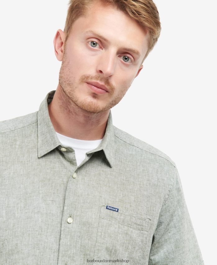 bleget oliven nelson kortærmet sommerskjorte BR2BR2291 Mænd Barbour tøj