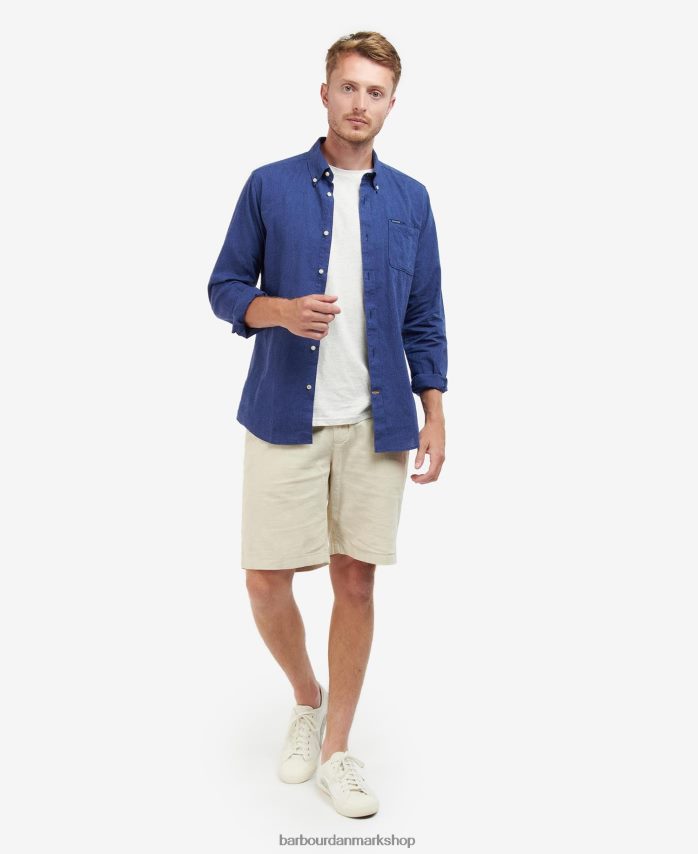 bleget oliven nelson skræddersyet skjorte BR2BR2358 Mænd Barbour tøj