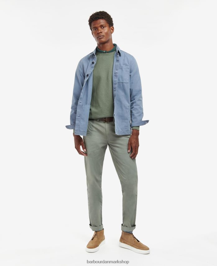 bleget oliven overtrøje i vasket bomuld BR2BR2523 Mænd Barbour tøj