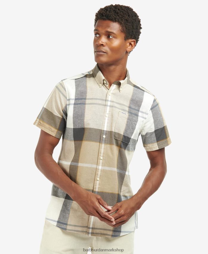 kielder blå tartan skræddersyet douglas kortærmet skjorte BR2BR2383 Mænd Barbour tøj