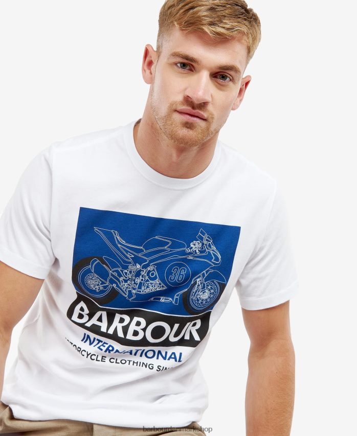 hviske hvid whitburn t-shirt BR2BR2976 Mænd Barbour tøj