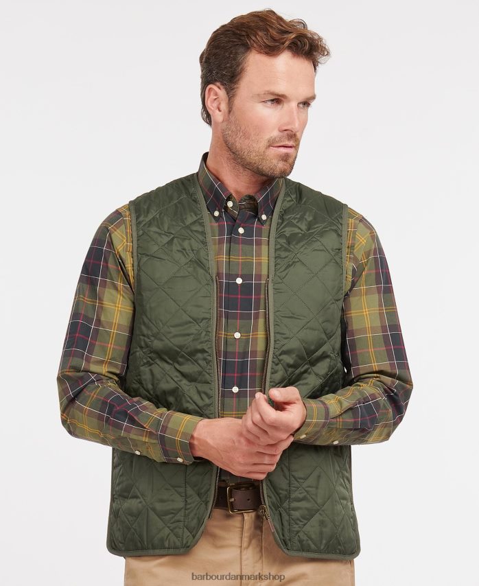 oliven/gammel quiltet vest/foring med lynlås BR2BR22318 Mænd Barbour tøj