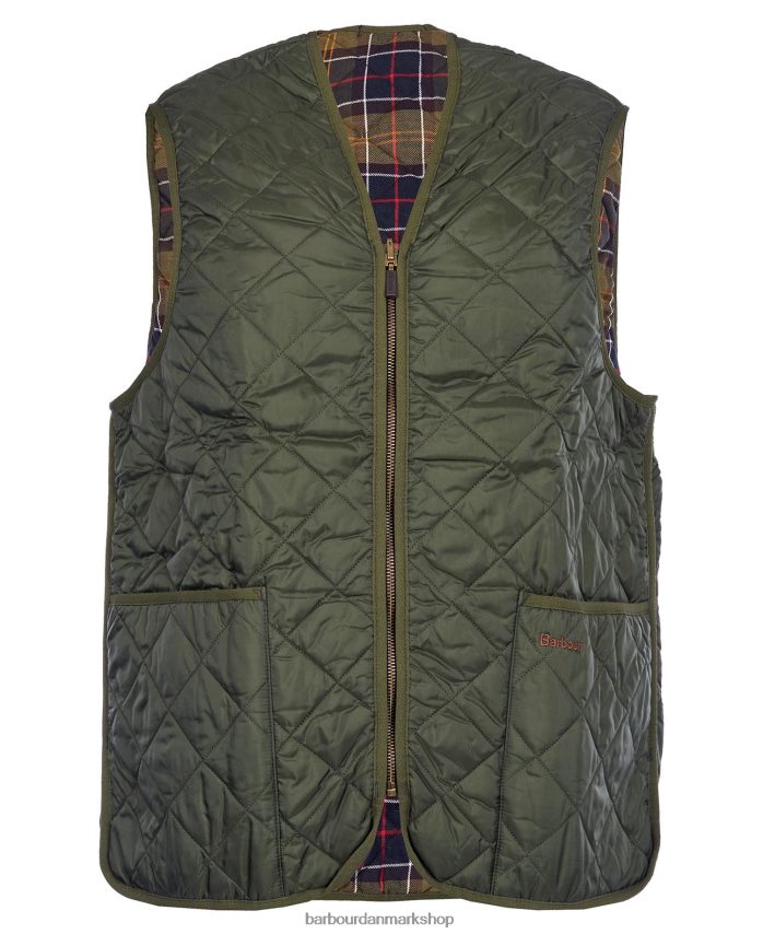 oliven/gammel quiltet vest/foring med lynlås BR2BR22318 Mænd Barbour tøj