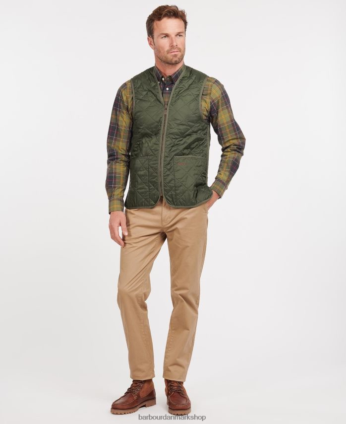 oliven/gammel quiltet vest/foring med lynlås BR2BR22318 Mænd Barbour tøj