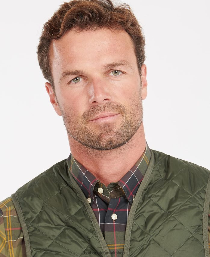 oliven/gammel quiltet vest/foring med lynlås BR2BR22318 Mænd Barbour tøj