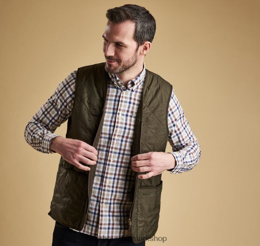 oliven polarquilt vest/foring med lynlås BR2BR22316 Mænd Barbour tøj