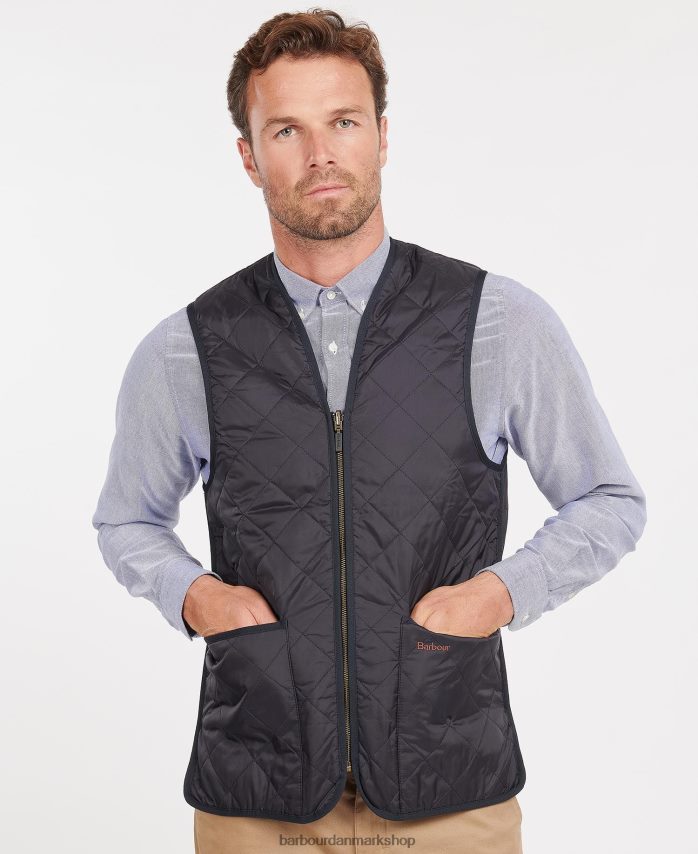 sort/moderne quiltet vest/foring med lynlås BR2BR22323 Mænd Barbour tøj