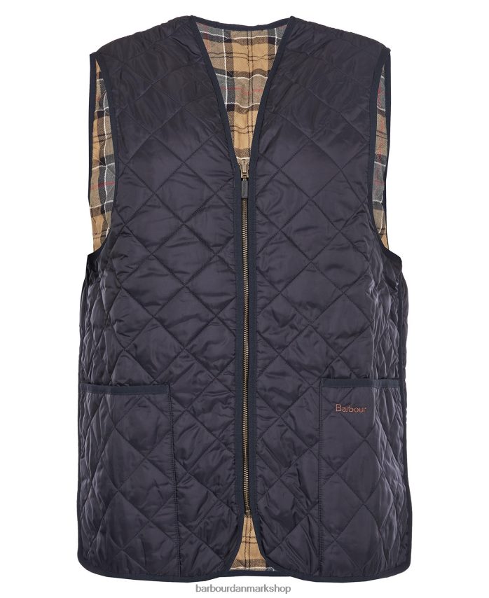 sort/moderne quiltet vest/foring med lynlås BR2BR22323 Mænd Barbour tøj