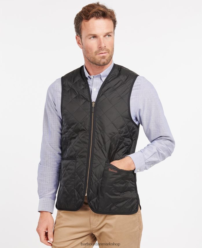 sort/moderne quiltet vest/foring med lynlås BR2BR22330 Mænd Barbour tøj