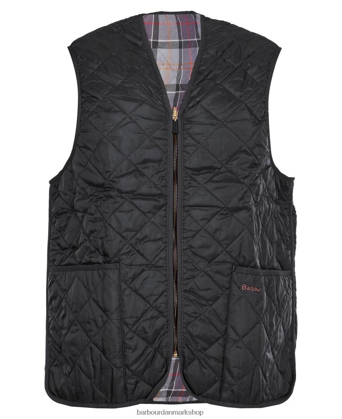 sort/moderne quiltet vest/foring med lynlås BR2BR22330 Mænd Barbour tøj
